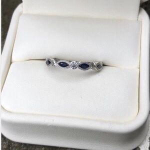 Shane Co Marquise Sapphire And Round Diamond 3/4 Eternity Band Size 6